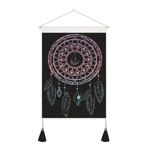Bohemian Tapestry Tassel Moon Mountain Linen Cotton Home Door Wall Hanging Draw - Picture 34 of 37