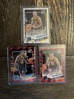 Donruss Rated Rookie Indiana Pacers 3-card Lot Isaiah Wong Ben Sheppard Auto RC
