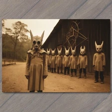 Art Print Cult Family Life Farm Barn Mask Weird Creepy Vibe Strange Unusual
