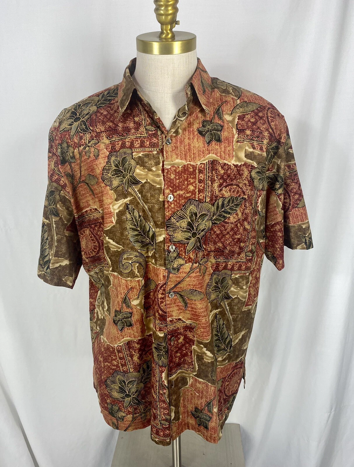 TORI RICHARD Hawaiian Shirt Short Sleeve Cotton Lawn Sz XL Made in USA