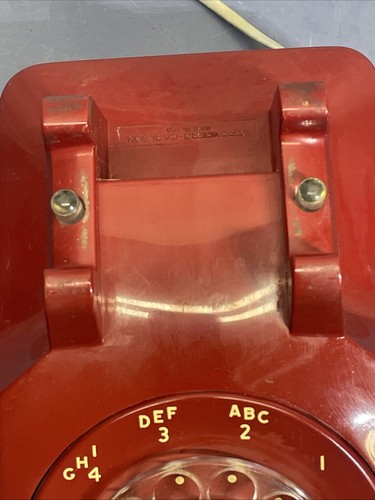 Vintage Stromberg Czerwona obrotowa tarcza Biurko Telefon Odbiornik Telefon Kabel S-C 500D - Zdjęcie 4 z 14