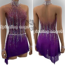 Ice Skating Adult Figure skating Dress Gymnastics Costume purple dyeing