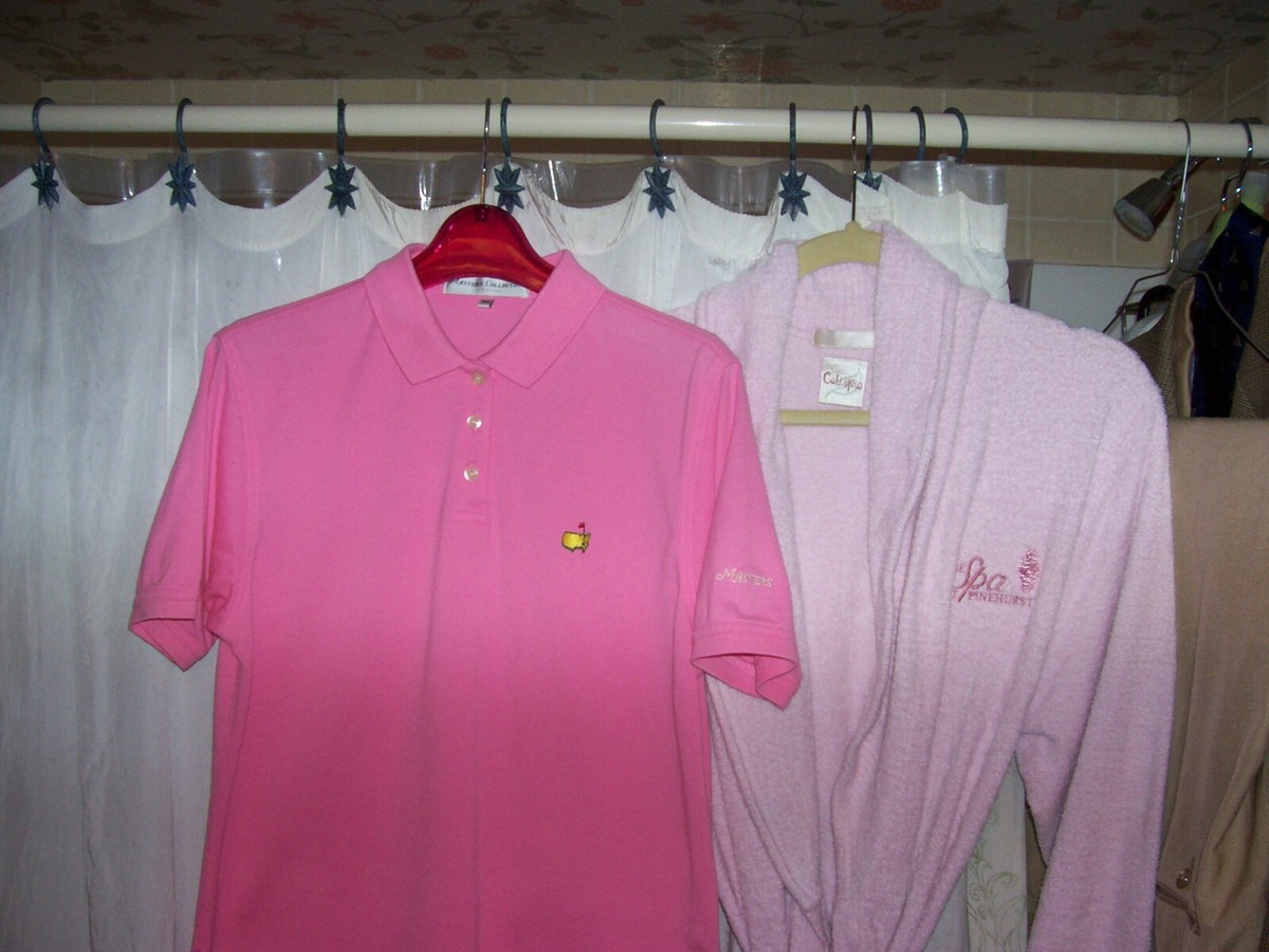 MASTERS シャツ　ピンク women's sz M pink Masters golf shirt & lux/new $135 robe