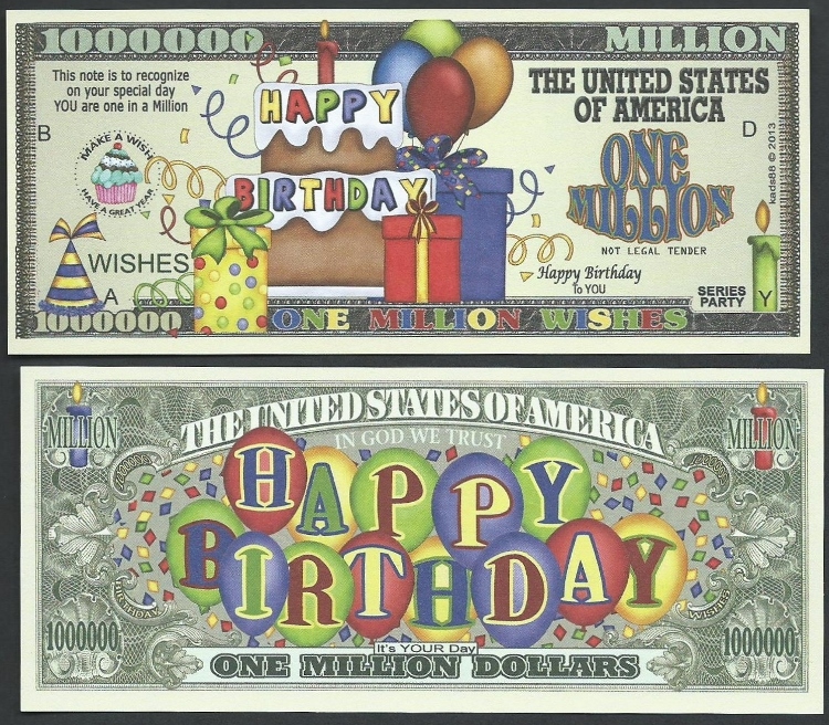 Pack Of 5 Happy Birthday Million Dollar Bills - Fun Novelty Money For Gifts & Party Favors - View #8