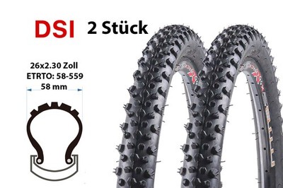 2 Stück 26 Zoll Fahrrad Reifen 26x2.30 MTB Mountain Bike 58-559 tire Schwarz