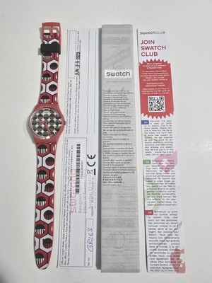 Swatch Watch - GR163 - SWAITI Swatch - Swaiti GR163 Watch Red Multicolor Silicone Band  main image 3
