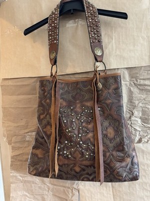 Double J Saddlery Western XL Studded Leather Shoulder Bag. NWT