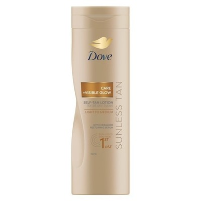DOVE Visible Glow Selbstbräuner Lotion Pflegende Pflege LEICHT BIS MITTEL 400ml