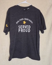 Carl's Jr Employee Shirt Men's Large Gray Crew Neck Short Sleeve Graphic Stretch