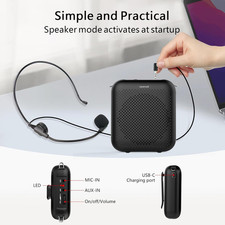 Bluetooth Voice Amplifier Portable Mini Wired Mic Headset for Teacher Tour Guide
