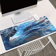 40 90cm1pc Blue Dragon Design Mouse Pad - Anti-Slip Rubber Base, Ergonomic Wrist