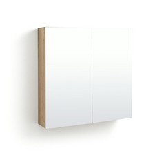 Mirrored Bathroom Cabinet Oak 2 Door Wall Mounted Habitat Loft Living