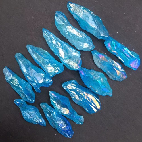 A Lot Titanium Rainbow Aura Natural Lemurian Quartz Crystal Point Healing 13pcs - Picture 7 of 10