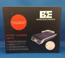Charging Station Dock  4 Port Multi Charger w/Qi Wireless Pad Type C/USB B/E  -Z