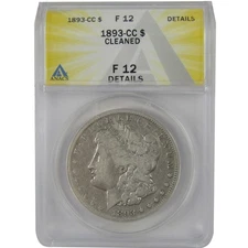 1893 CC Morgan Dollar F 12 Details ANACS Silver $1 Coin SKU:CP110