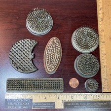 Lot 7 Vtg Floral Metal Spike Flower Frog HTF Small Circles Moon Oval Stemgrip