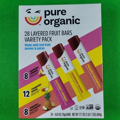 Pure Organic Layered Fruit Bars Variety Pack 28 Organic Bars EXP 12/2026