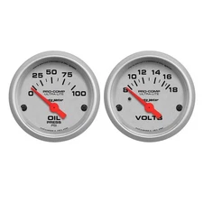 Autometer 4327/4391 Universal AirCore Ultra Lite 52.4mm Voltmeter & Oil Pressure