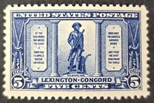 1925 US Scott #619 Lexington-Concord Issue. Mint Never Hinged LD gum
