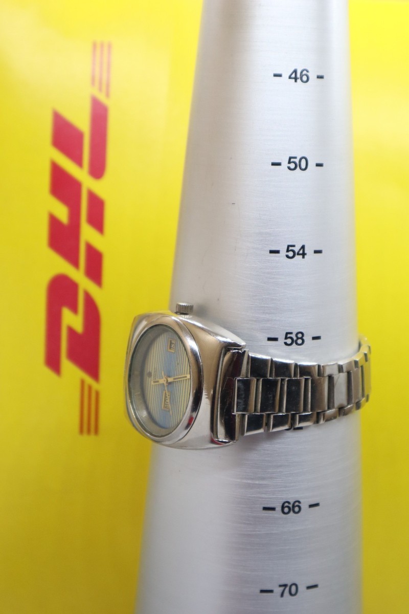 VINTAGE ZODIAC SST 36000 AUTO HIGH BEAT DAY DATE STEEL SWISS WATCH