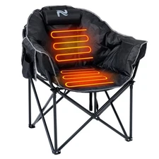 Oversized Heated Camping Chair, Padded Outdoor Folding Heated Chair with Side...