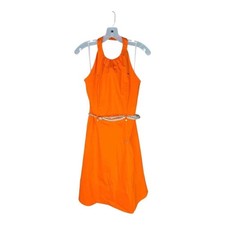 Calvin Klein Orange Halter Dress with Braided Belt