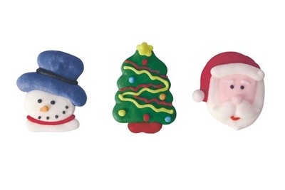 Essbare Tortendeko Spritzguss Weihnachtsmann Schneemann Baum 25 mm Zucker Cupcake Topper