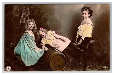 RPPC French Hand Colored Children teeter totter toy Oranotype