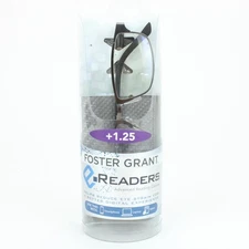 Foster Grant E-Readers Reading Glasses Gray Silver Core Samson - 1.25