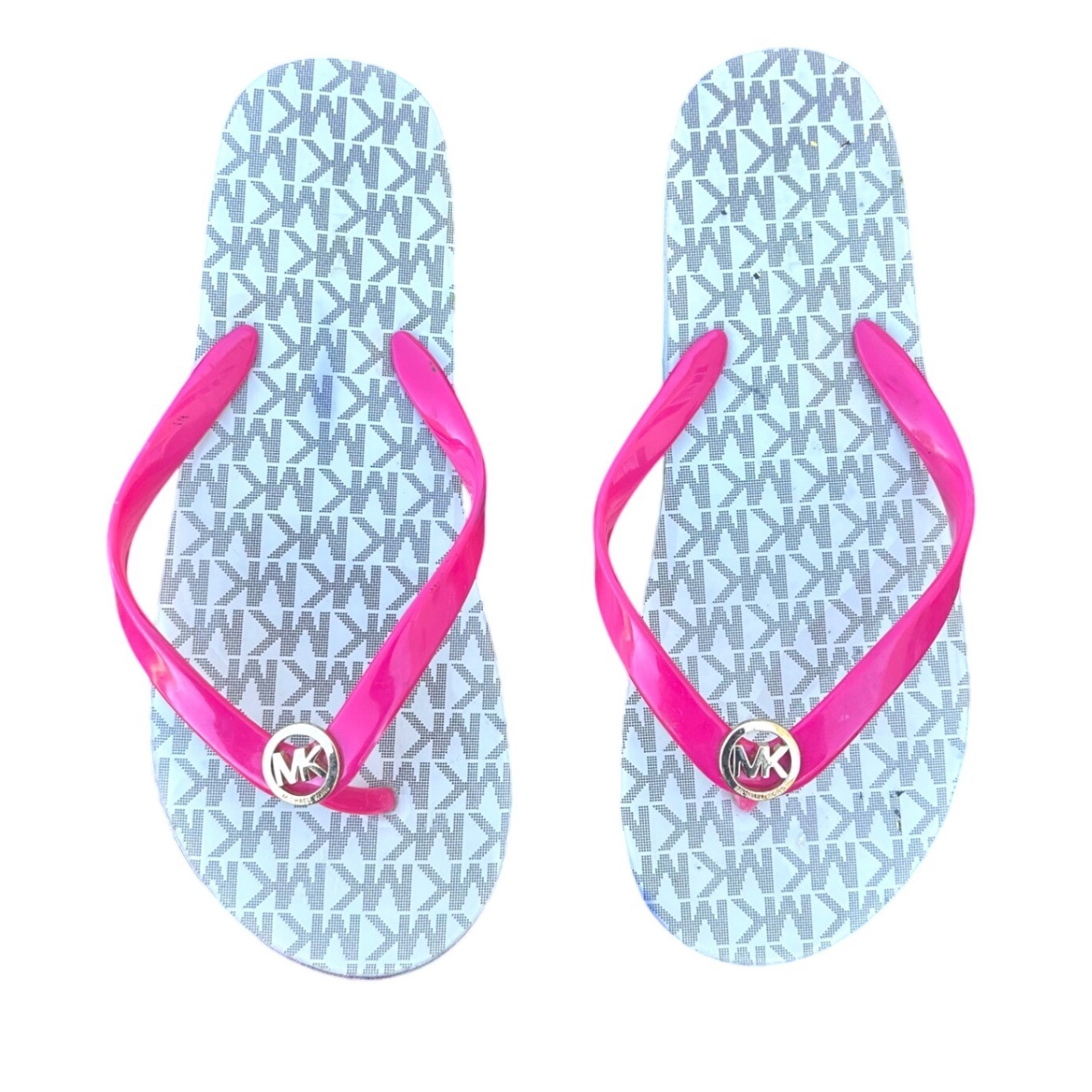 Michael Kors Women's Mini Jet Set Shiny Flip Flop Sandals Size 8 Ultra Pink