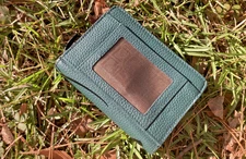 Lodis green leather + gold accent "Kate" mini ziparound wallet