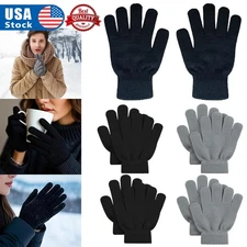 2 Pairs Winter Warm Knit Gloves Full Finger Gloves for Running Driving Hiking US