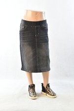 Little Girls Stretch Denim Skirt basic 5pocket Calf length JW0148 black 12/14