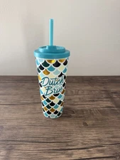 Dutch Bros Mermaid Scale Plastic Insulated Travel Tumbler with Lid