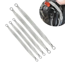 Pack-5 Car Engine Grounding Strap Kit, 3 Pcs 10" + 2 Pcs 13" Flexible Braided 