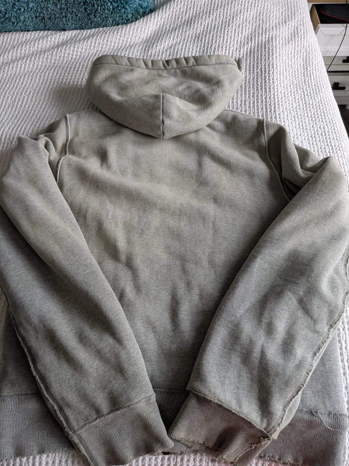 Y2K Abercrombie & Fitch Wolf Jaw Jacket Fur Lined XL Worn Thrashed Hoodie Gray image 7
