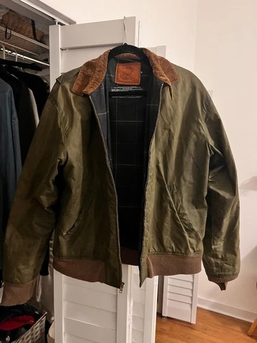 Green Polo Waxed and Lined Heritage Bomber Jacket Size Medium - product listing photo