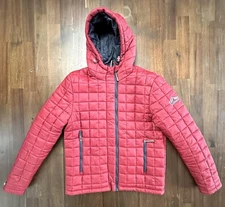 Superdry Jacket Mens Large Red Fuji Hooded Quilted Puffer Full Zip Insulated