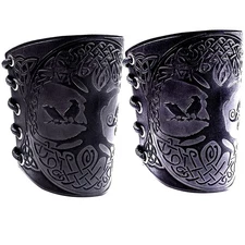 Handmade Leather Wrist Cuffs Bracers Viking LARP Gauntlet Archery Armor 5