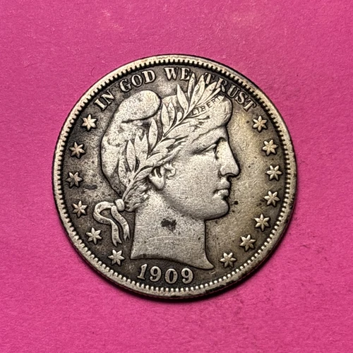 (1) Beautiful Toned Antique 1909-P Barber Half Dollar CHOICE VF-VERY FINE