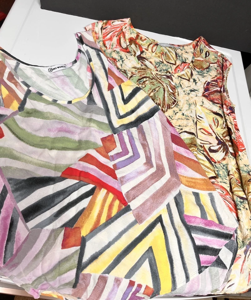 LOTE DE 2 JAMS WORLD Vintage Havaiano Feito Boné Manga Tanques Camisas Mármore Samambaia XS - Imagem 3 de 4