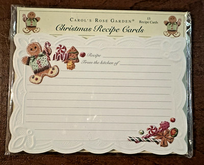 Carol s Rose Garden Christmas Recipe Cards Embossed Gingerbread Lot of 3 Packs