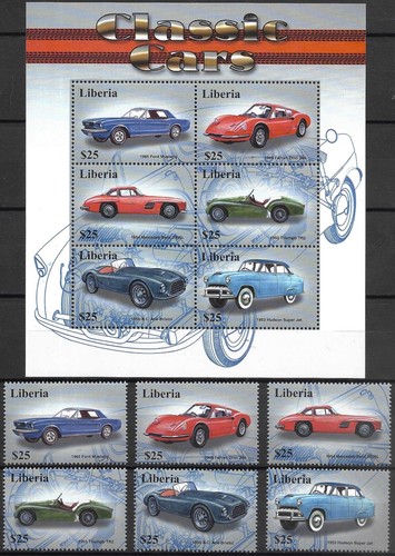 LIBERIA - 2001 MNH "Classic CARS" Souvenir Sheet & Complete Set !!!