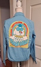 Small Baby Blue Reworked Vintage Work Jacket-Good Vibes Only
