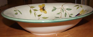 BUTTERFLIES by Sakura Earthware 14 1/4 in. Oval Pasta, Salad Serving Bowl