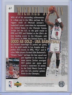 1994 Upper Deck #42 MICHAEL JORDAN Good as Gold USA Basketball | eBay