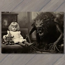POSTCARD Weird Child in Scary Vintage Halloween Monster Unusual Unreal