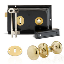 XFORT 6"x 4" Traditional Rim Lock Set Complete with a Rim Knob & Keyhole Cover