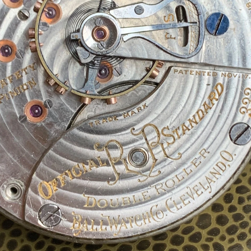 Reloj Bolsillo Ferrocarril 1906 Ball Grado 333 18S 17 Joyas Movimiento Reparación #3 Foto 2 de 4