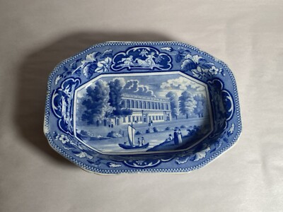 Historical Staffordshire Blue Vegetable Dish Library Of Trinity College Oxford